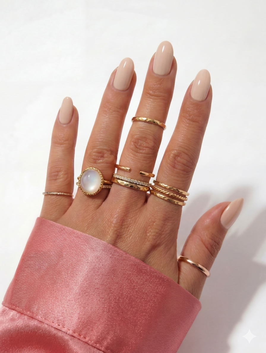 Nude Short Oval Press-On Nails 