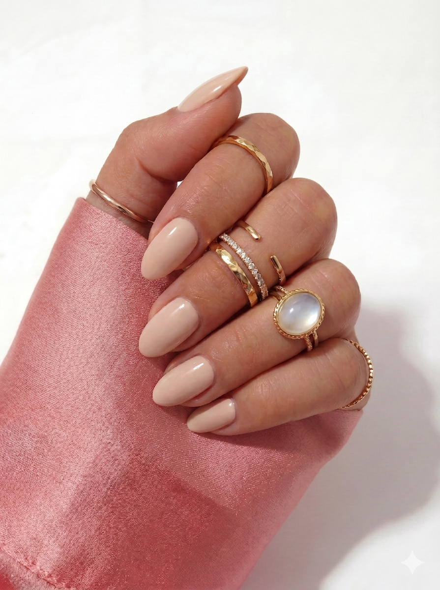 Short Nude Oval Press-On Nails 