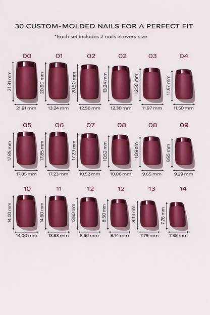 Wine Luxe - Burgundy Matte & Gloss Square Press-On Nails | Iconic.Press