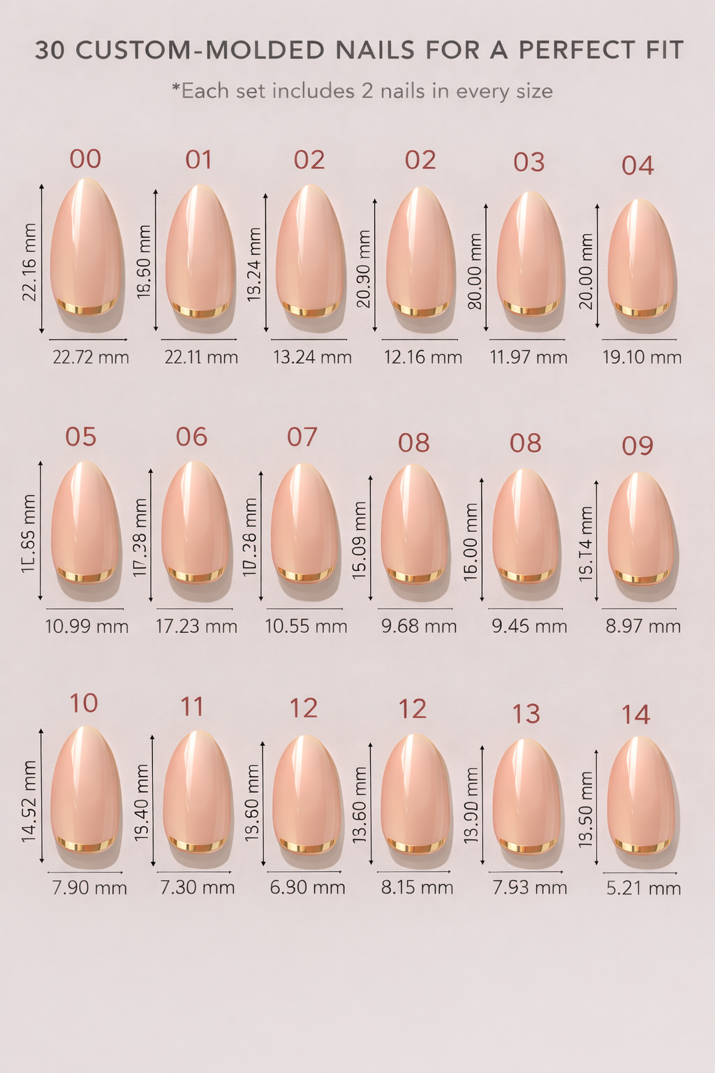 Golden Edge - Nude Almond Press-On Nails with Gold Trim | Iconic.Press