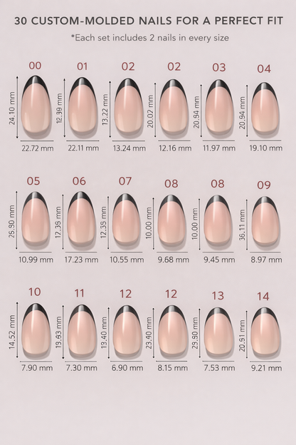 Midnight - Black Almond French Press-On Nails | Iconic.Press