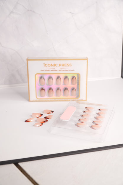Vixen - Leopard Almond French Press-On Nails | Iconic.Press