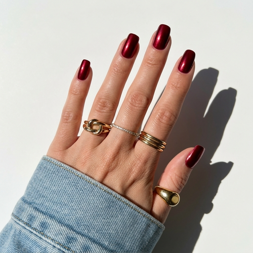 Ruby - Glassy Red Cat Eye Press-On Nails | Iconic.Press