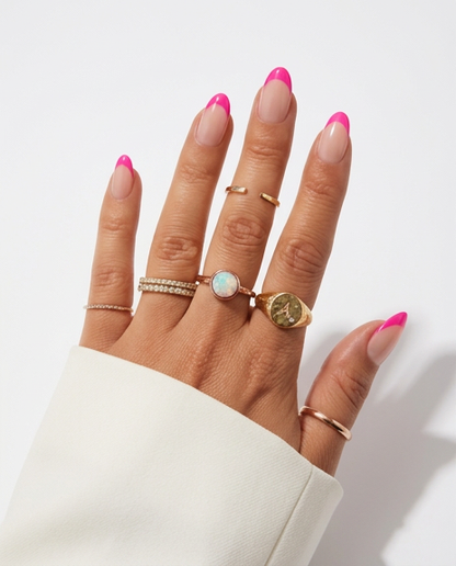 Candy Kiss - Hot Pink French Almond Press-On Nails | Iconic.Press