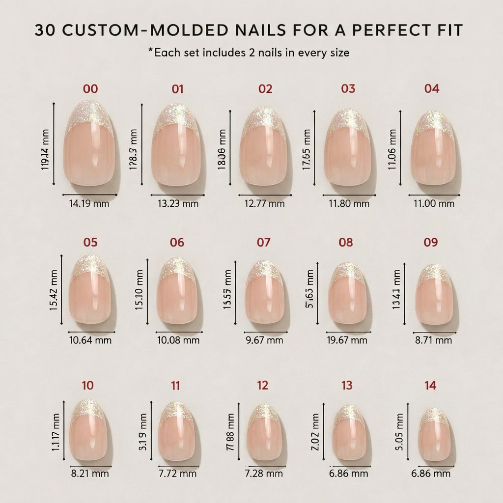 Golden Dream - Nude Almond Sparkle Press-On Nails | Iconic.Press