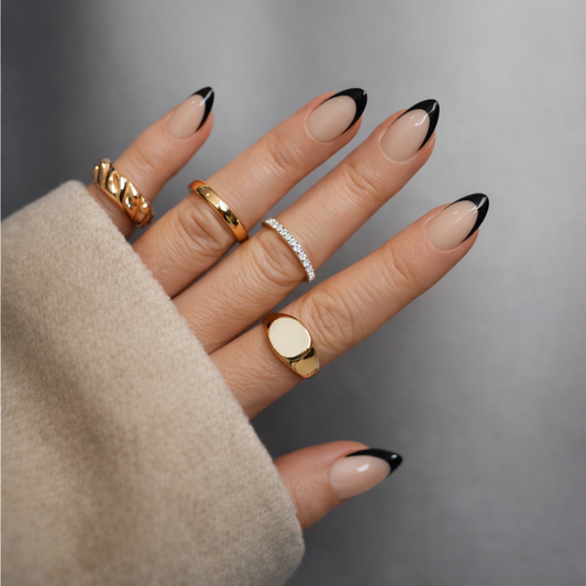 Midnight - Black Almond French Tips