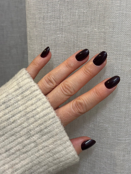 After Hours - Dark Burgundy Oval Short Nails