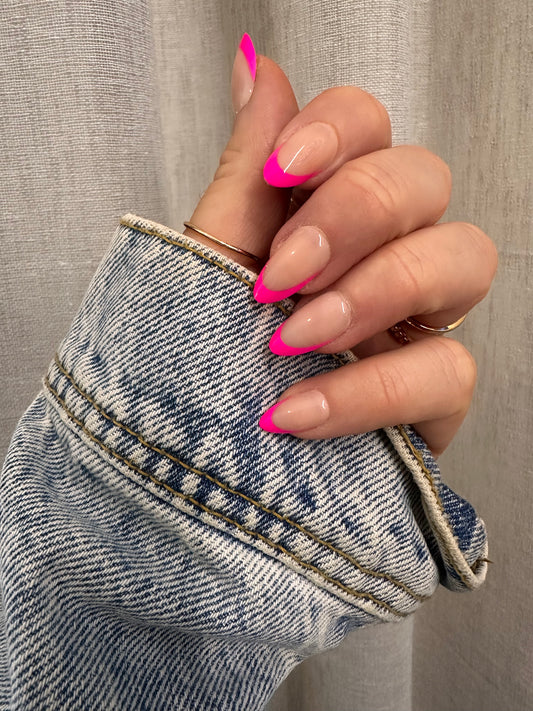 Candy Kiss - Hot Pink French Almond Nails