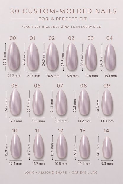 Lilac Glaze Cat Eye Almond Press-On Nails | Iconic.Press