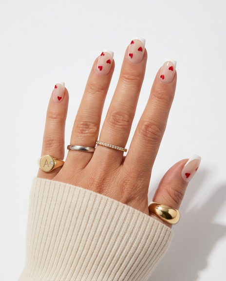 Lovebird - Heart French Square Press-On Nails | Iconic.Press