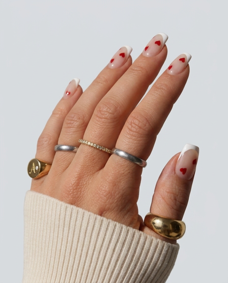 Lovebird - Heart French Square Press-On Nails | Iconic.Press