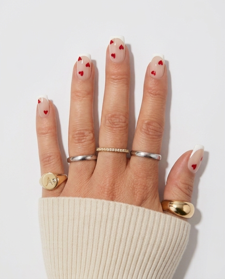 Lovebird - Heart French Square Press-On Nails | Iconic.Press