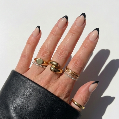 Midnight - Black Almond French Press-On Nails | Iconic.Press