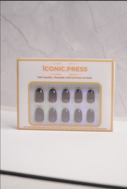 After Hours - Dark Burgundy Short Oval Press-On Nails | Iconic.Press