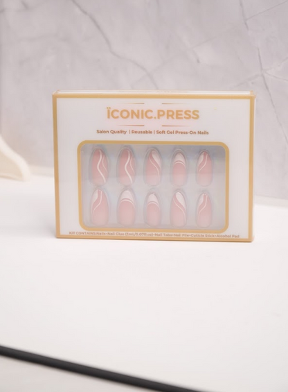French Twist - Long Almond French Press-On Nails | Iconic.Press
