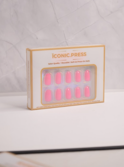 Barbie Girl - Hot Pink Short Oval Press-On Nails | Iconic.Press