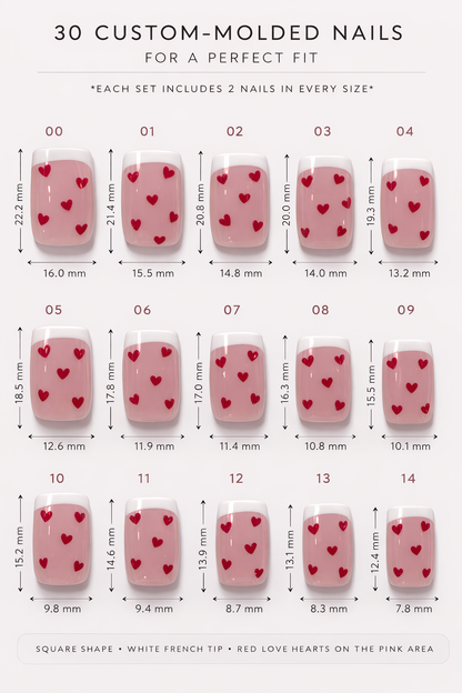Lovebird - Heart French Square Press-On Nails | Iconic.Press