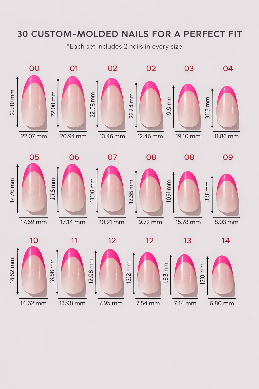 Candy Kiss - Hot Pink French Almond Nails