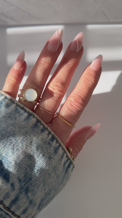 French Twist - Long French Almond Nails