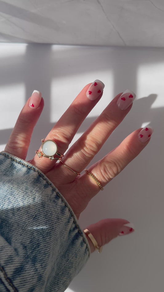 Lovebird - Love Heart French Square Nails